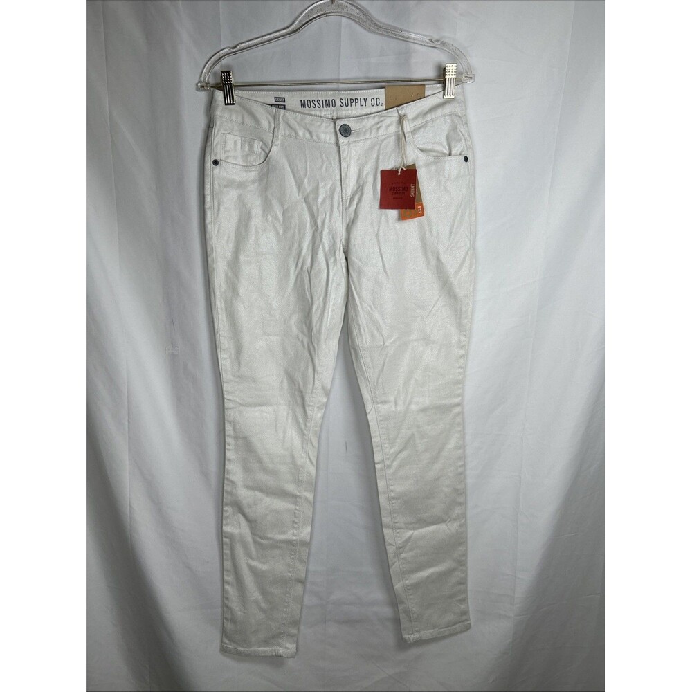 Mossimo White Silver Shimmer Skinny Pants Juniors 9 Fit Style 6 Skinny Straight